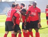 Mahatma joined by his teammates to celebrate maiden goal