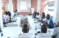 A section of the poultry farmers in the classroom during the workshop