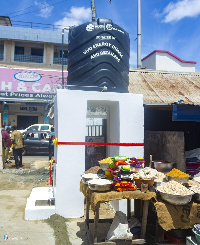 Storage tanks and handwashing facilities at the Koforidua Central market and lorry parks