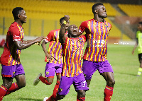 Obeng Jnr. joined by teammates to celebrate his goal