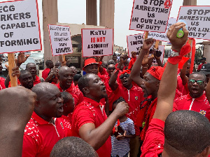 ECG workers protesting against Simon Osei-Mensah