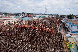 Workers at the Tamale interchange project site