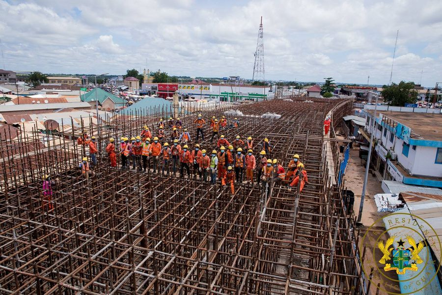 Workers at the Tamale interchange project site