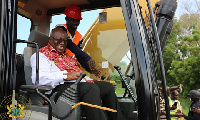 President Akufo-Addo was impressed with the work done on one of the dam sites in the North