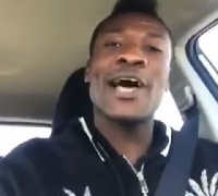 Asamoah Gyan was seen bobbing his head and singing out the lyrics of 'Obi gye obi girl'