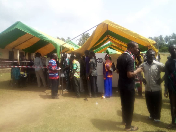 Hundreds of people trooped to the polling station to vote