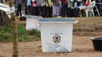 A ballot box during a past election at the Nasuti polling station in Mukono District, Uganda, (AFP)