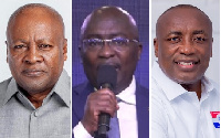 L-R: John Mahama, Mahamudu Bawumia and Kwabena Agyei Agyepong