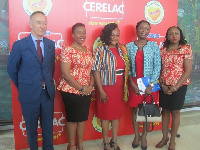 Otiko Afisa Djaba with Philippe Hascoet, Professor Afua Hesse and Dr. Gloria Otu