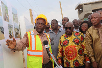 President Akufo-Addo inspecting progress of work on the footbridges