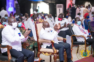 Vice President, Dr. Mahamudu Bawumia , President Akufo-Addo and NPP Chairman, Freddie Blay