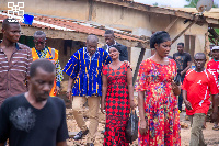 Ofoase-Ayirebi MP, Kojo Oppong Nkrumah consoling the bereaved