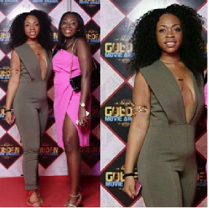 Shatta Michy and a friend at the Golden Movie Awards,