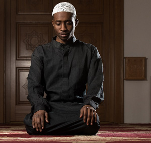 Black Muslim Pray At Home