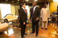 Ghana's Vice president Amissah-Arthur with IMF's Jo