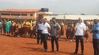 Eto'o at the Kotobabi school in Accra