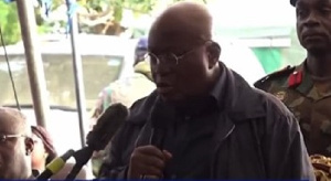 President Akufo-Addo addressing flood victims at Mepe in the Volta Region