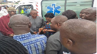 Boniface Saddique Abubakar, MP for Madina handing over the equipment to the facility