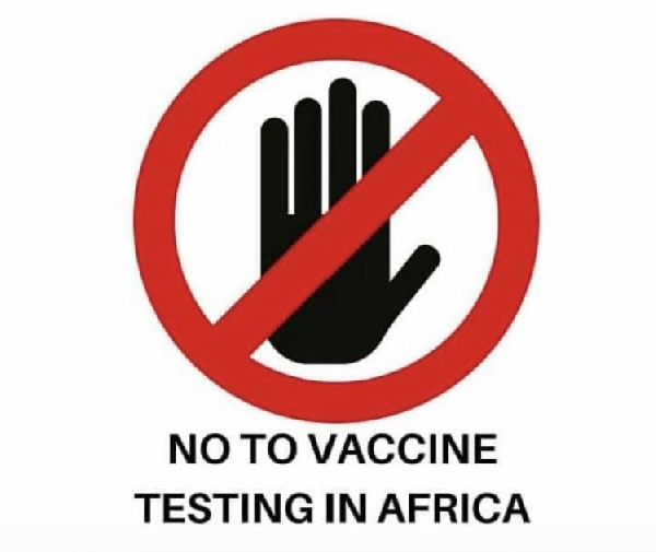 The 'no to vaccine testing in Africa' image has been shared widely on Twitter