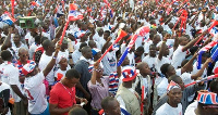 Supporters at the party’s headquarters in Accra were fed with packs of jollof rice and meat