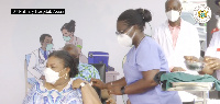 Rebecca Akufo-Addo receiving her jab