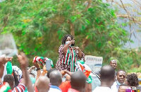 Prof. Naana Jane Opoku-Agyemang surrounded by some NDC supporters