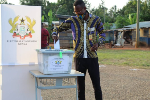 File: A voter casting his vote