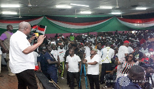 Former President, John Dramani Mahama speaking at one of his tours