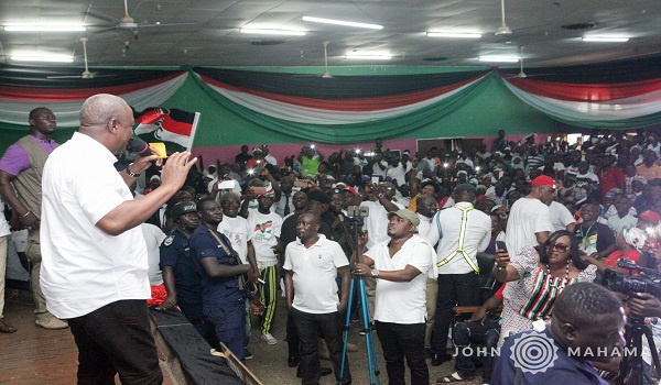 Former President, John Dramani Mahama speaking at one of his tours