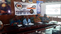 Togbe Xadzi II (middle) addressing the media