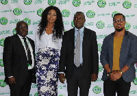 Glo Ambassador, Yvonne Nelson, Glo Head of Business, Augustine Mamuro and Glo Ambassador, Van Vicker