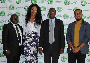 Glo Ambassador, Yvonne Nelson, Glo Head of Business, Augustine Mamuro and Glo Ambassador, Van Vicker