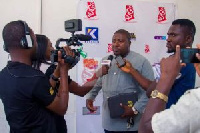 Nana Boakye speaks to the media after the event