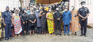 Dr George Akuffo Dampare with the chiefs at Kwahu Abene