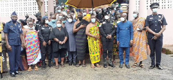 Dr George Akuffo Dampare with the chiefs at Kwahu Abene