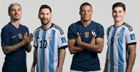 L-R Griezmann, Messi, Mbappe, Alvarez