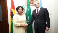 Foreign Affairs Minister, Shirley Ayorkor Botchway with Swiss Ambassador Phillip Stalder