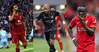 Mohammed Salah(from light left), Andre Ayew and Sadio Mane