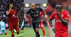 Mohammed Salah(from Light Left), Andre Ayew And Sadio Mane