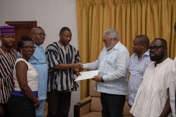 The Coalition presenting the petition to Former President Jerry John Rawlings