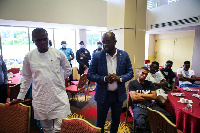 GFA President, Kurt Okraku talking to the Black Stars team