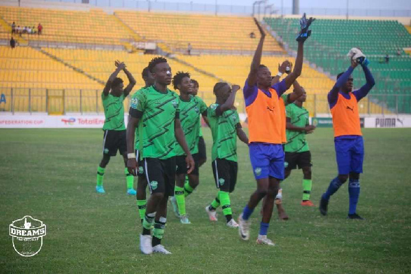 Dreams FC players celebrating after secure a massive win over Asante Kotoko