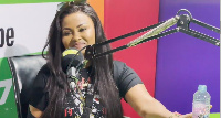 Ghanaian actress cum TV host Nana Ama McBrown, full of smiles during an interview with OkayFM