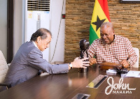 Former President John Dramani Mahama and outgoing Japan Ambassador to Ghana, His Excellency Tsutomu