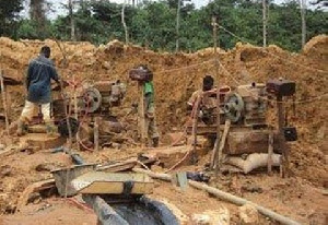 Some Galamsey operators at a mining site