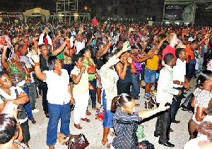 Church members praying