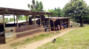 The over hundred-year-old school mud building was constructed by the community