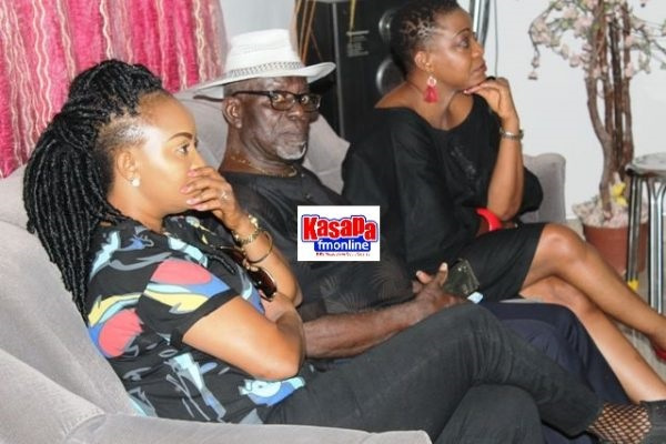 Nana Ama McBrown, Fred Amugi and Akorfa Edjeani Asiedu during the visit to late Ebony's family house