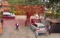 A screenshot showing Secret Service agents scanning around the Buka restaurant