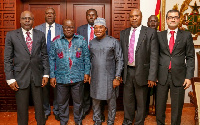 President Akufo-Addo with some officials when they paid a courtesy call on him at the Presidency